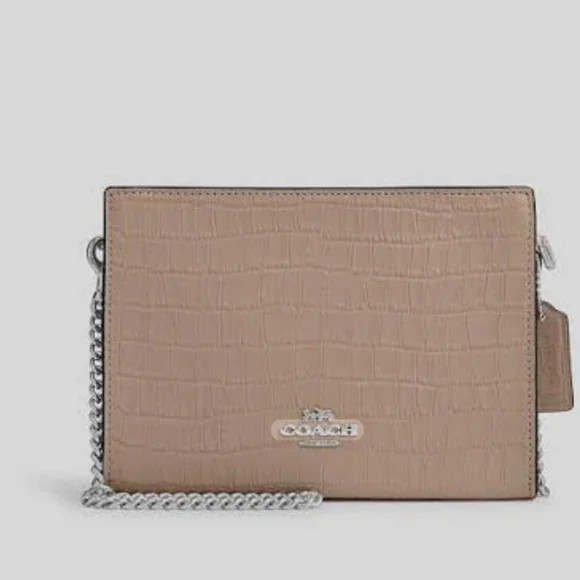 Coach Beige Croc Embossed Crossbody Bag - Picture 6 of 10